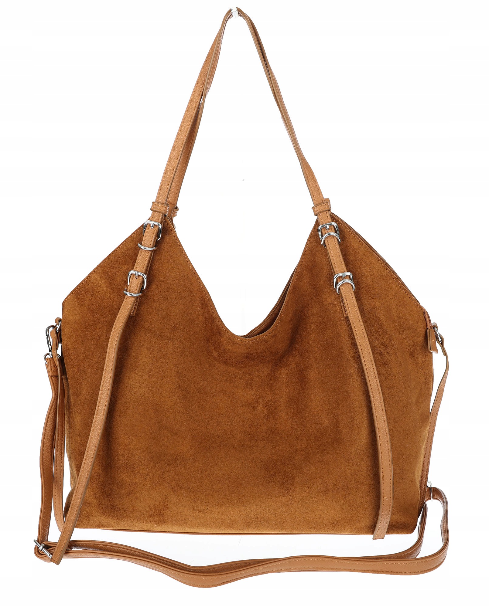 Dámská semišová kabelka shopper prostorná elegantní elegantní taška 638C Hnědá