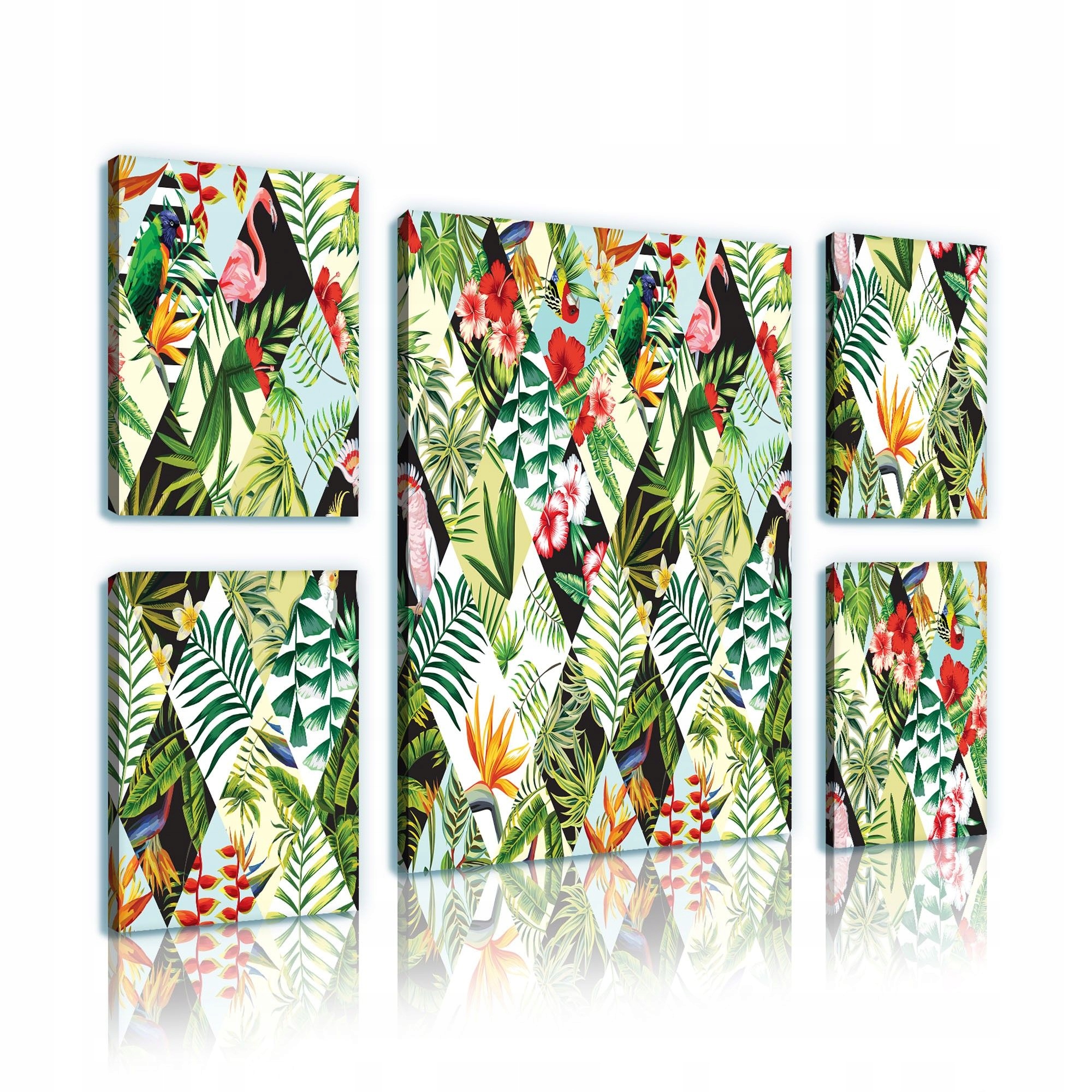 Obraz 96x70 Tropy exotika džungle listy květy ptáci papoušci příroda