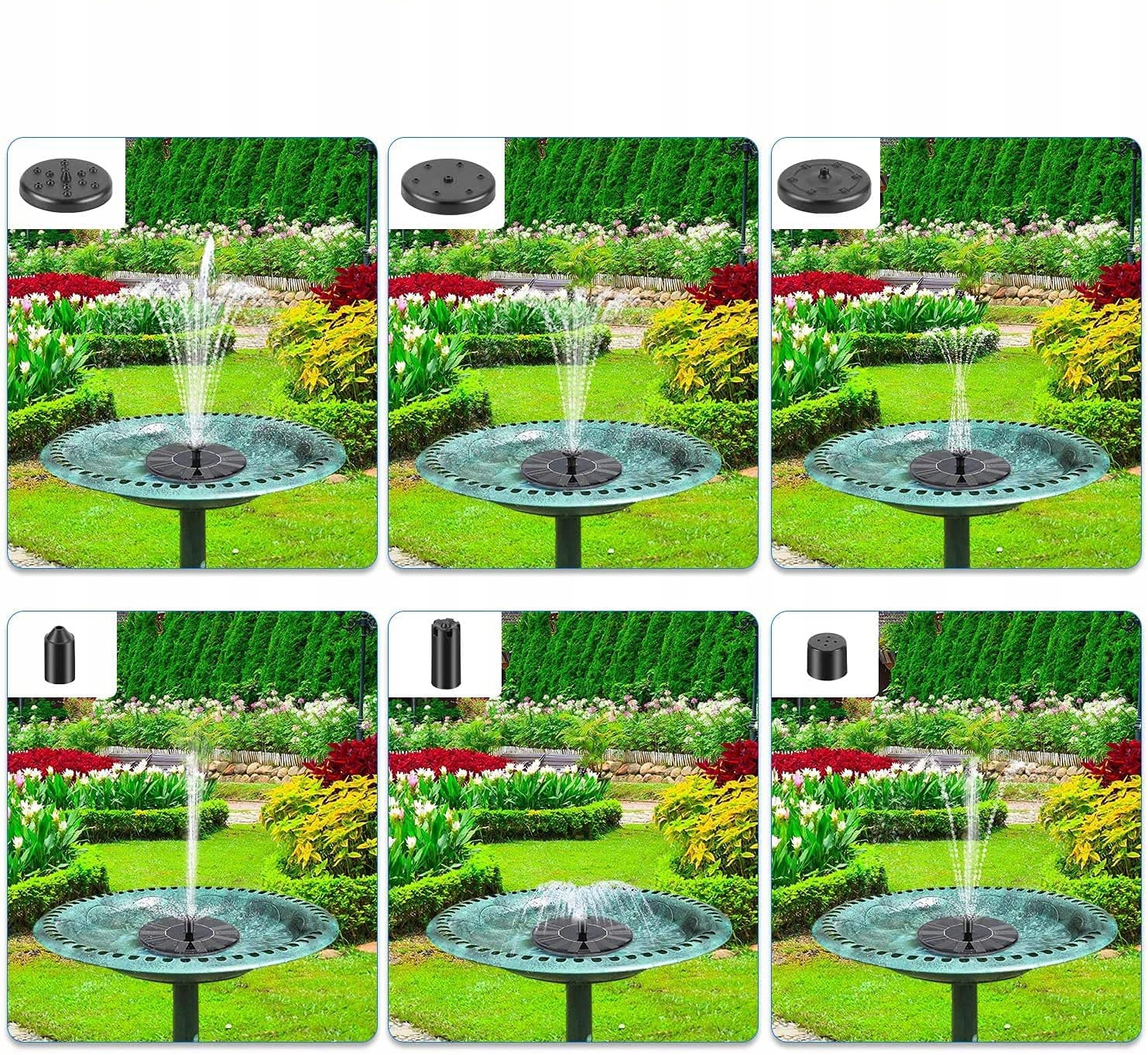 FONTANNA SOLARNA OGRODOWA 6 EFEKTY PŁYWAJĄCA DO OCZKA WODNEGO POMPA 190L/H Informacje dodatkowe Zasilanie solarne