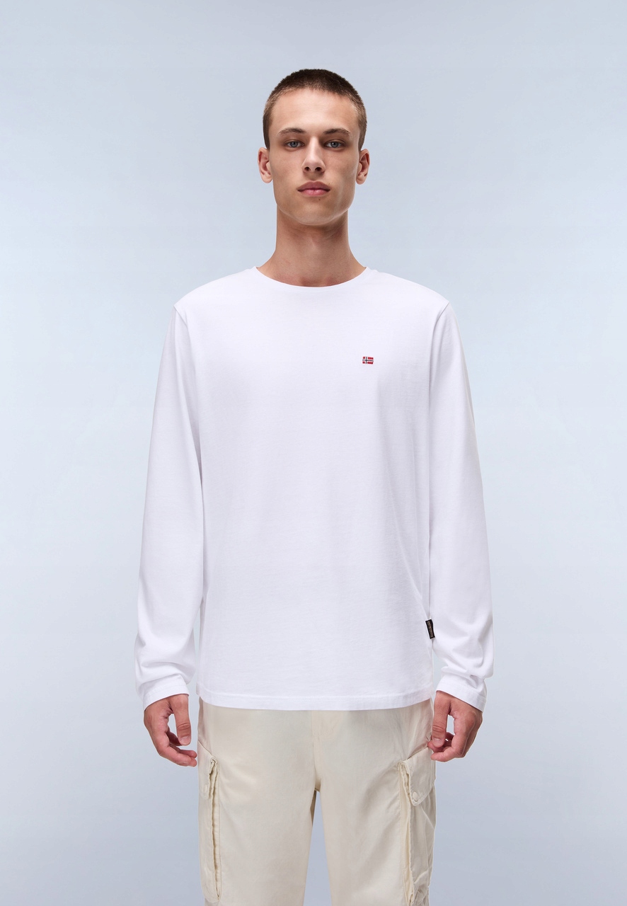 Napapijri Pánské tričko s dlouhým rukávem Salis NA4HN7 Brightwhite XXL