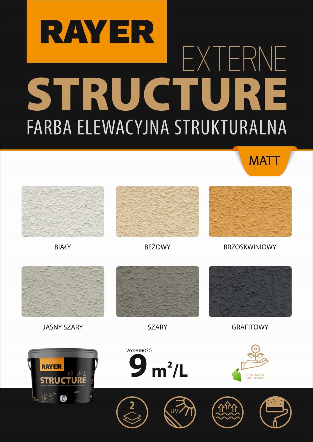 Farba Strukturalna Elewacyjna RAYER 10l beżowy Kod producenta 027185
