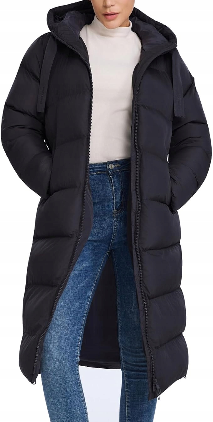 Zimní Bunda Dámská Dlouhá Černá Teplá Kabátek Hotian Velikost XL 44