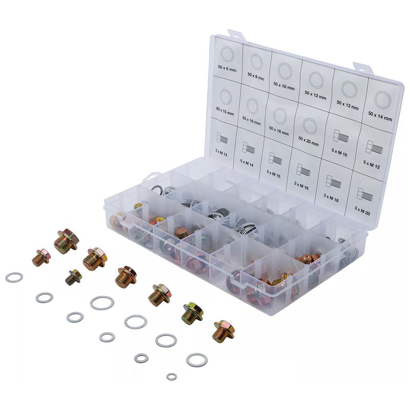 Sada šroubů a hliníkových těsnících kroužků pro olejové misky