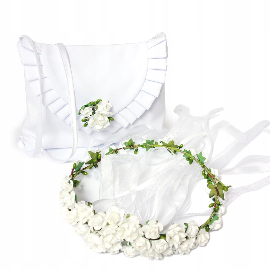 

Komplet Komunijny dla dziewczynki Torebka Wianek