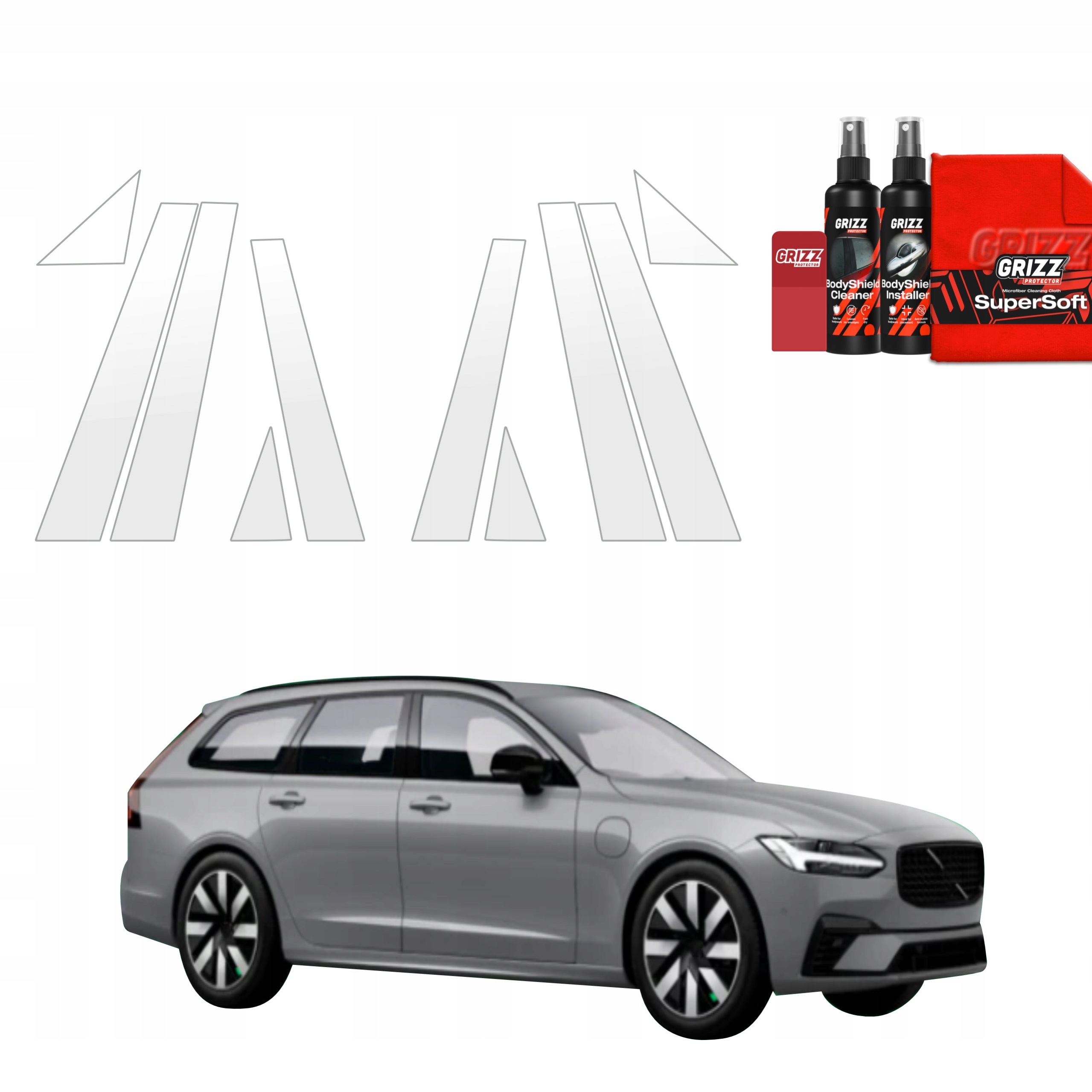10v1 Fólie Ppf dýha na sloupky pro Volvo V90 (2021-2025)