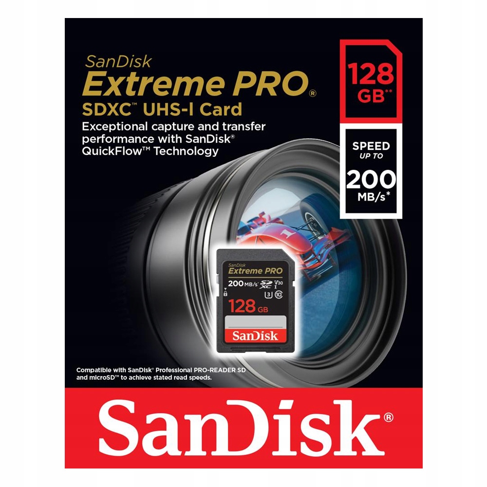 Sandisk SDXC EXTREME PRO 128GB 200MB/s UHSI V30 U3 Model Extreme PRO