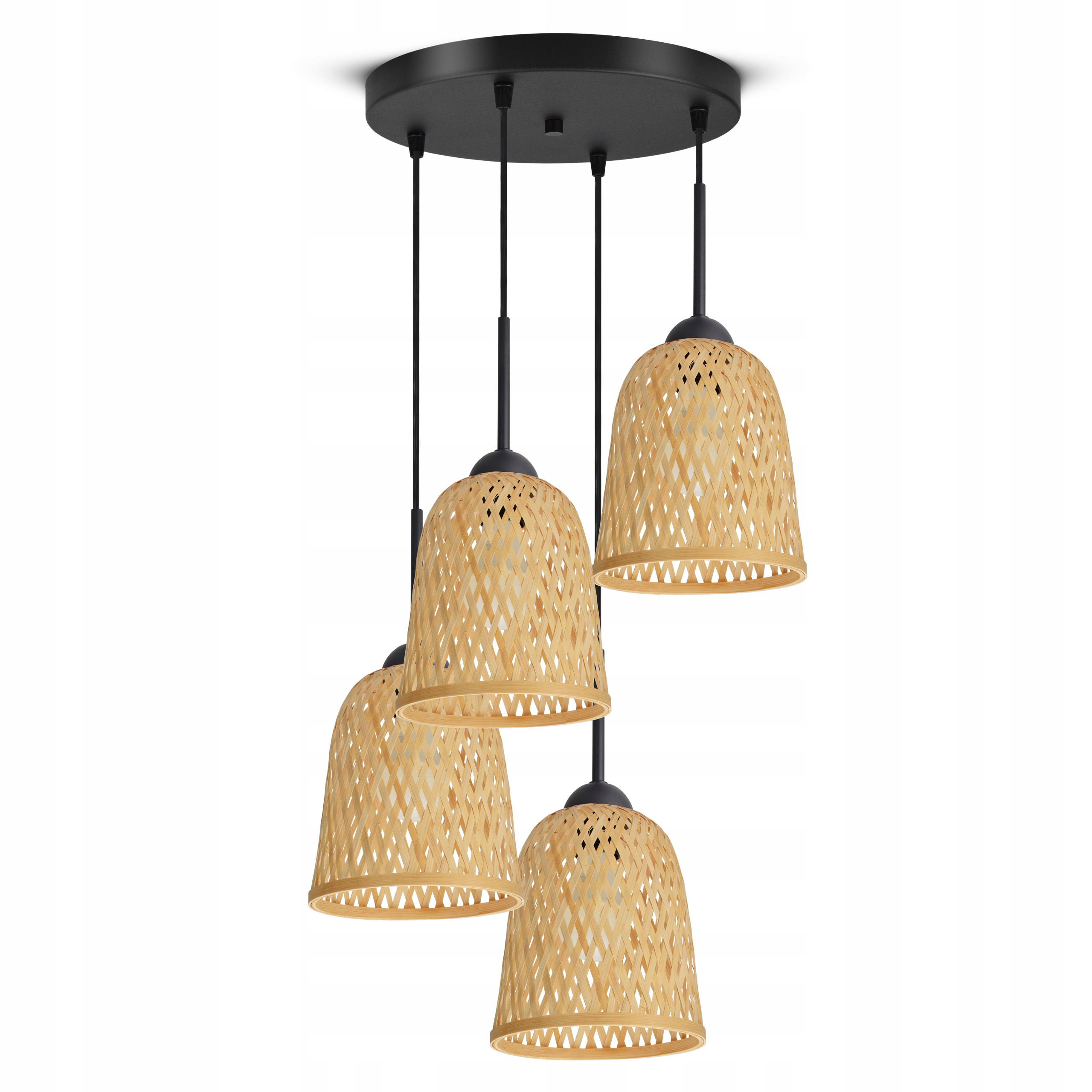 Závěsné Stropní Svítidlo Bambusová pletená Boho přírodní 582-EZ4 Led černá