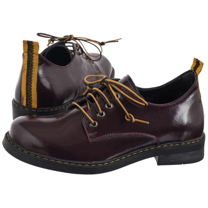 Kožené lakované dámské boty Polobotky Venezia Bordové V472-01502