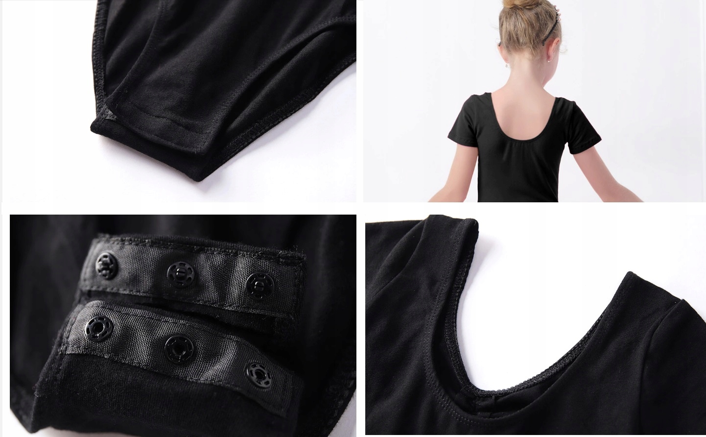 Body Gimnastyczne Rozpinane Balet Taniec Czarne 164/170 Rozmiar (new) 164