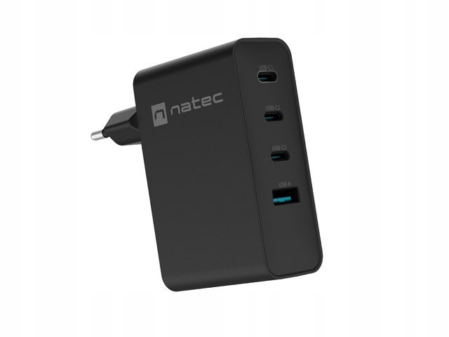 Natec Síťová nabíječka Ribera Gan 3xUSB-C 1x Usb-a 100W černá