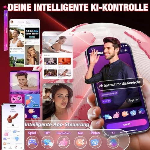 LECKFUNKTION Wibrator Dildo Zestaw Wibratorów z Aplikacją AI dla Par — miniatura 3