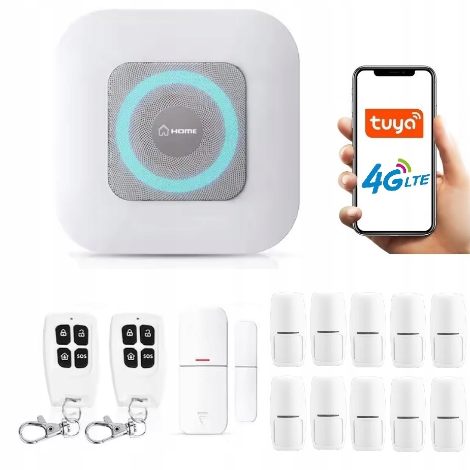 Bezdrôtový Alarm Syrena Gsm Tuya Smart V Poľštine Na Sim Kartu 10xPIR