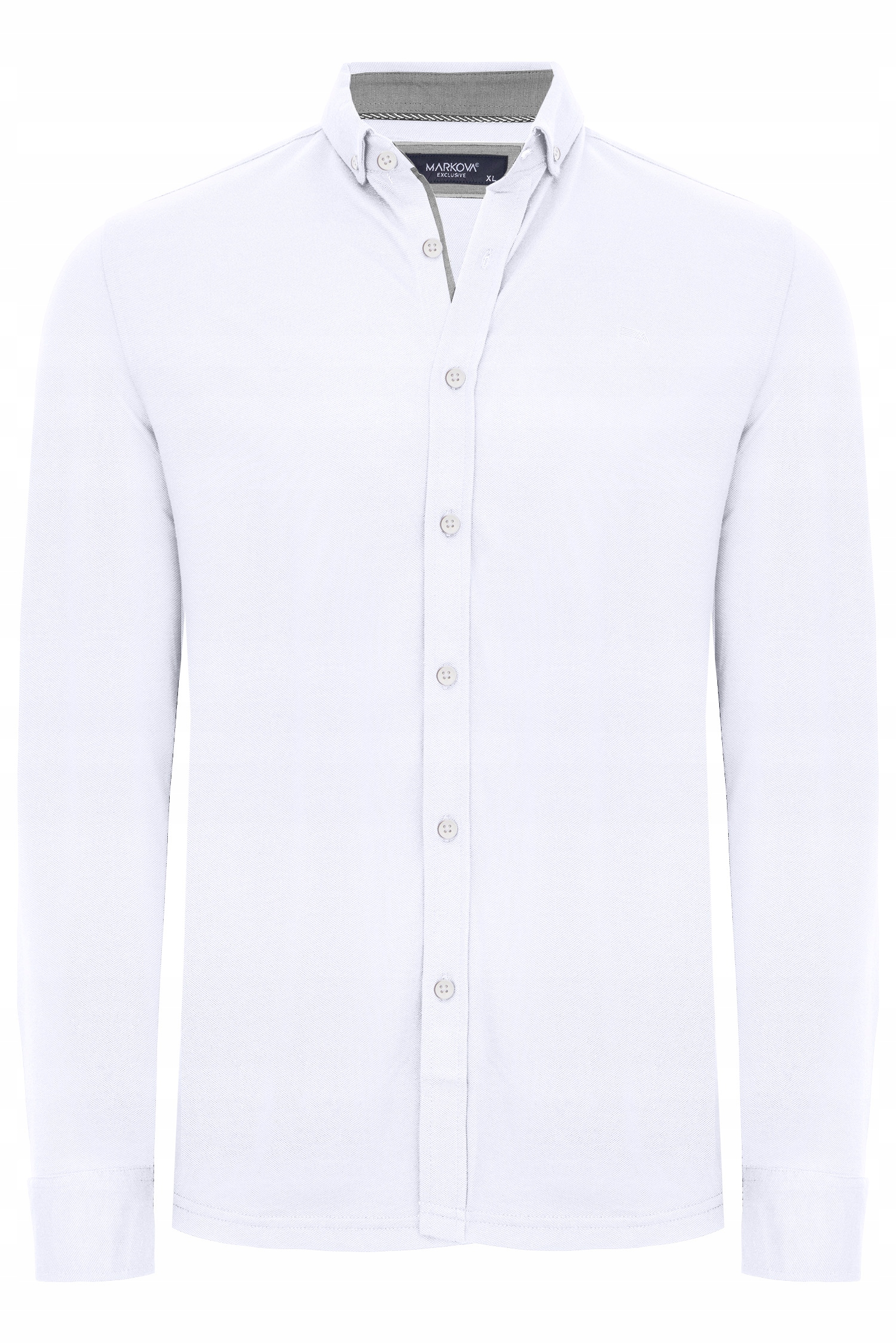 Pánská Polokošile S Dlouhým Rukávem Pletenina Dlouhá Rozepínací Košile Bílá: XXL