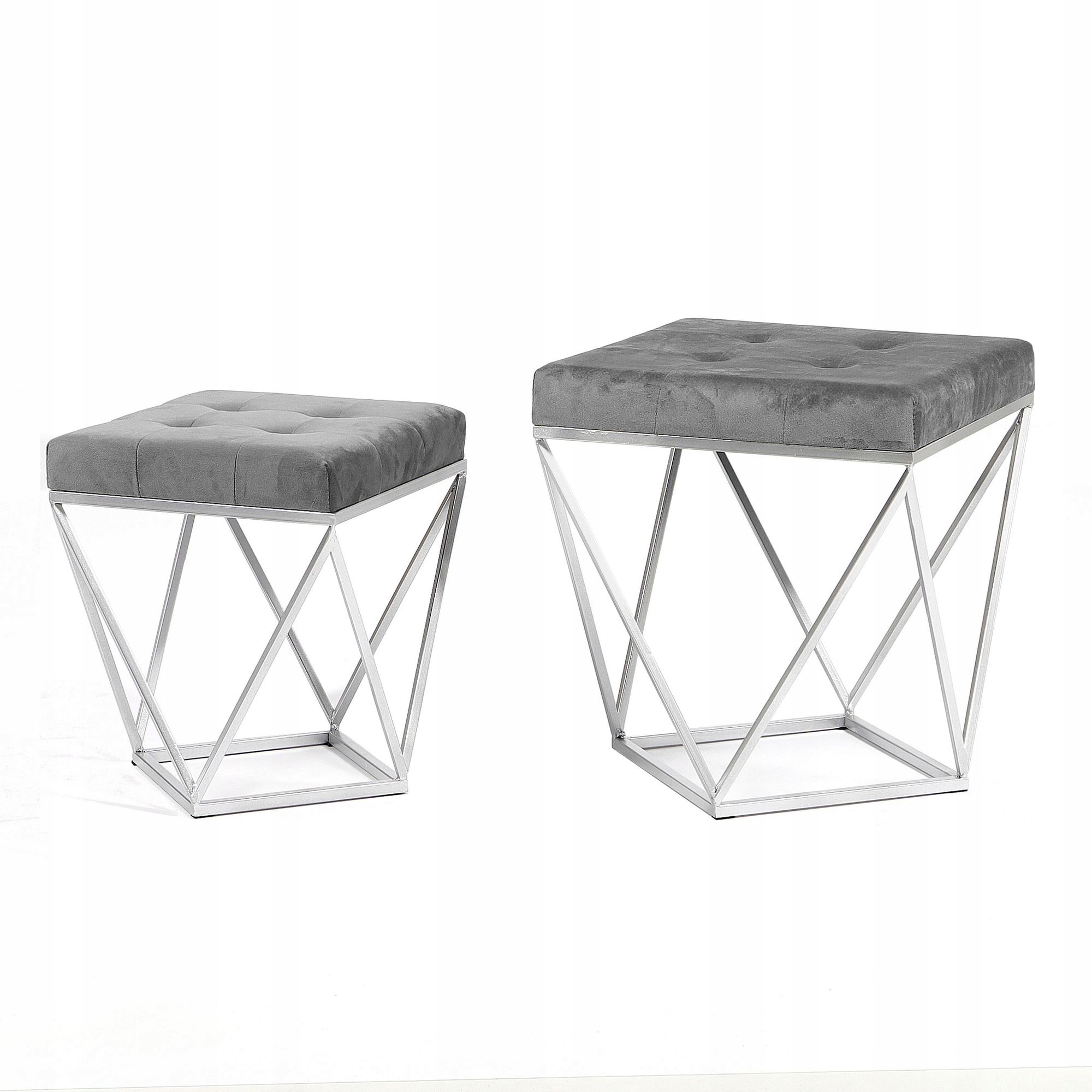 Pufa Welurowa Srebrna Szara Welur 38 + 45cm 2w1 Marka Messa Home