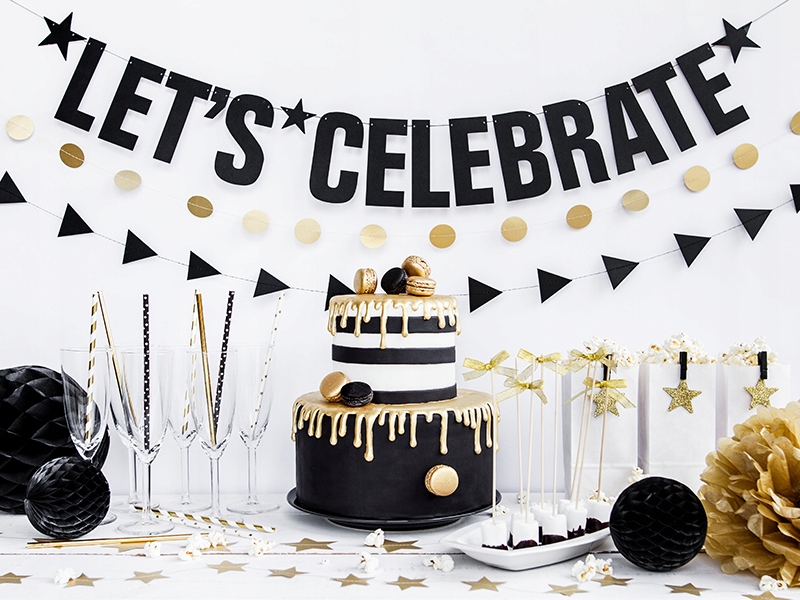 SŁOMKI PAPIEROWE CZARNE W BIAŁE KROPKI 10 SZT 19CM Marka Party Deco