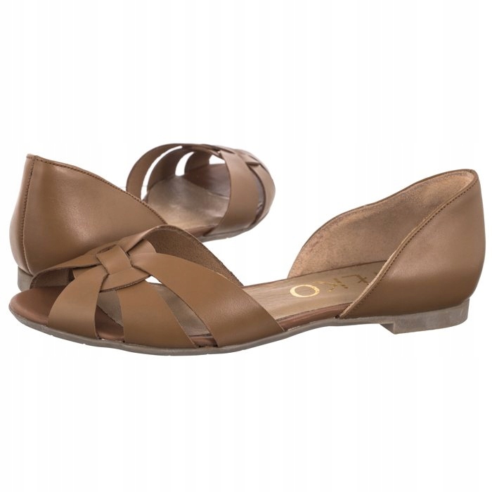 Dámské kožené sandály Ryłko Světle hnědé I1KS6 Hnědé