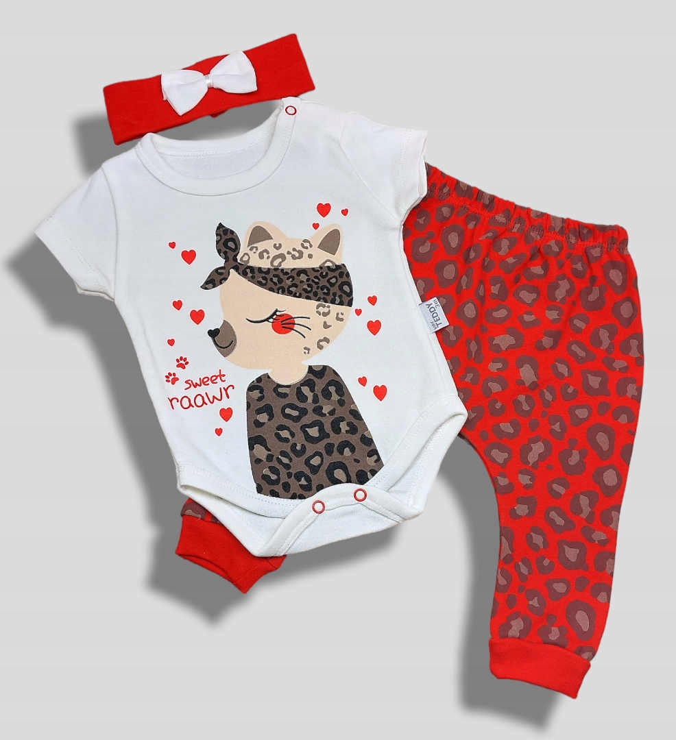 KOMPLET NIEMOWLĘCY BODY+SPODENKI+OPASKA R.62 Rozmiar 62