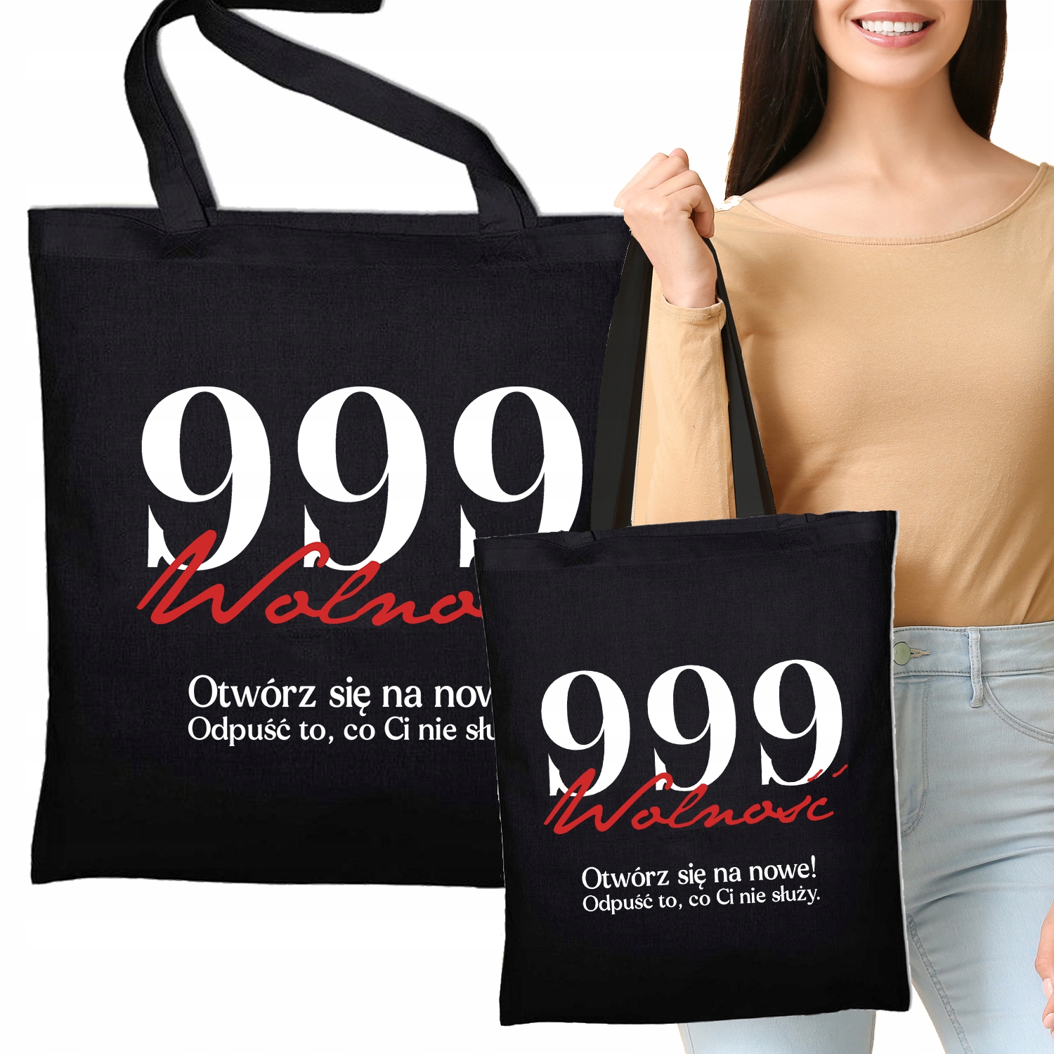 Torba Eko Czarna Na Prezent 999 WOLNOŚĆ Wzory