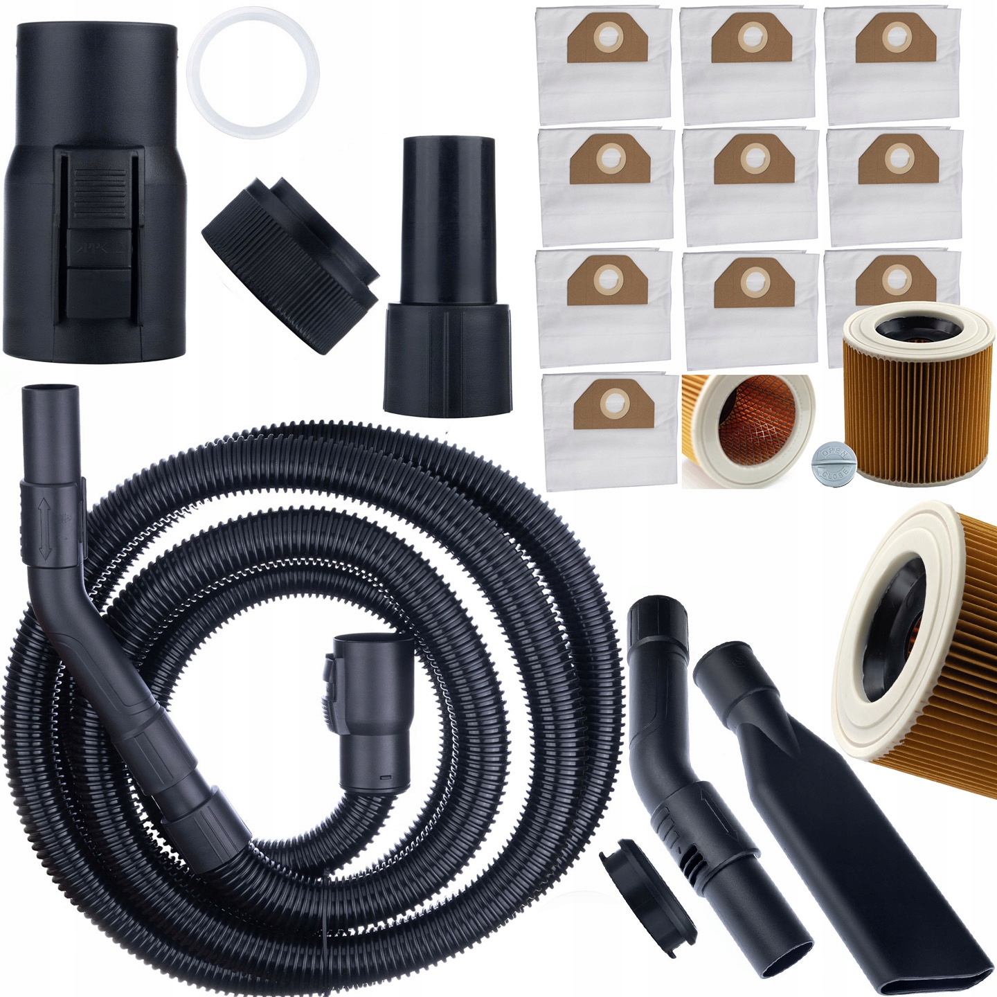 Sada 10KS Filtrů Pro Vysavač Karcher SE4001 WD3+SACÍ Hadice WD2 WD6 4M