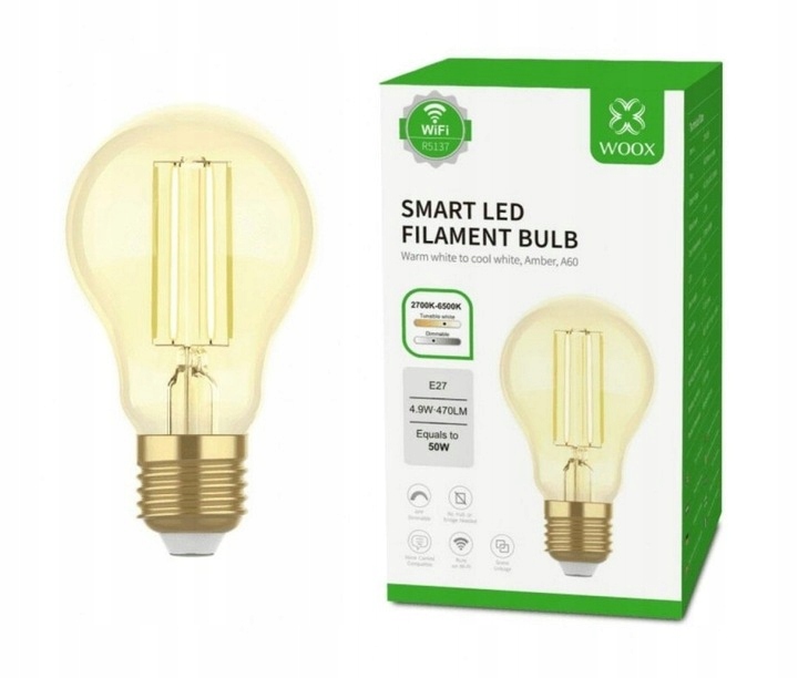 Woox R5137 Smart Retro žárovka E27 WiFi Filament A60