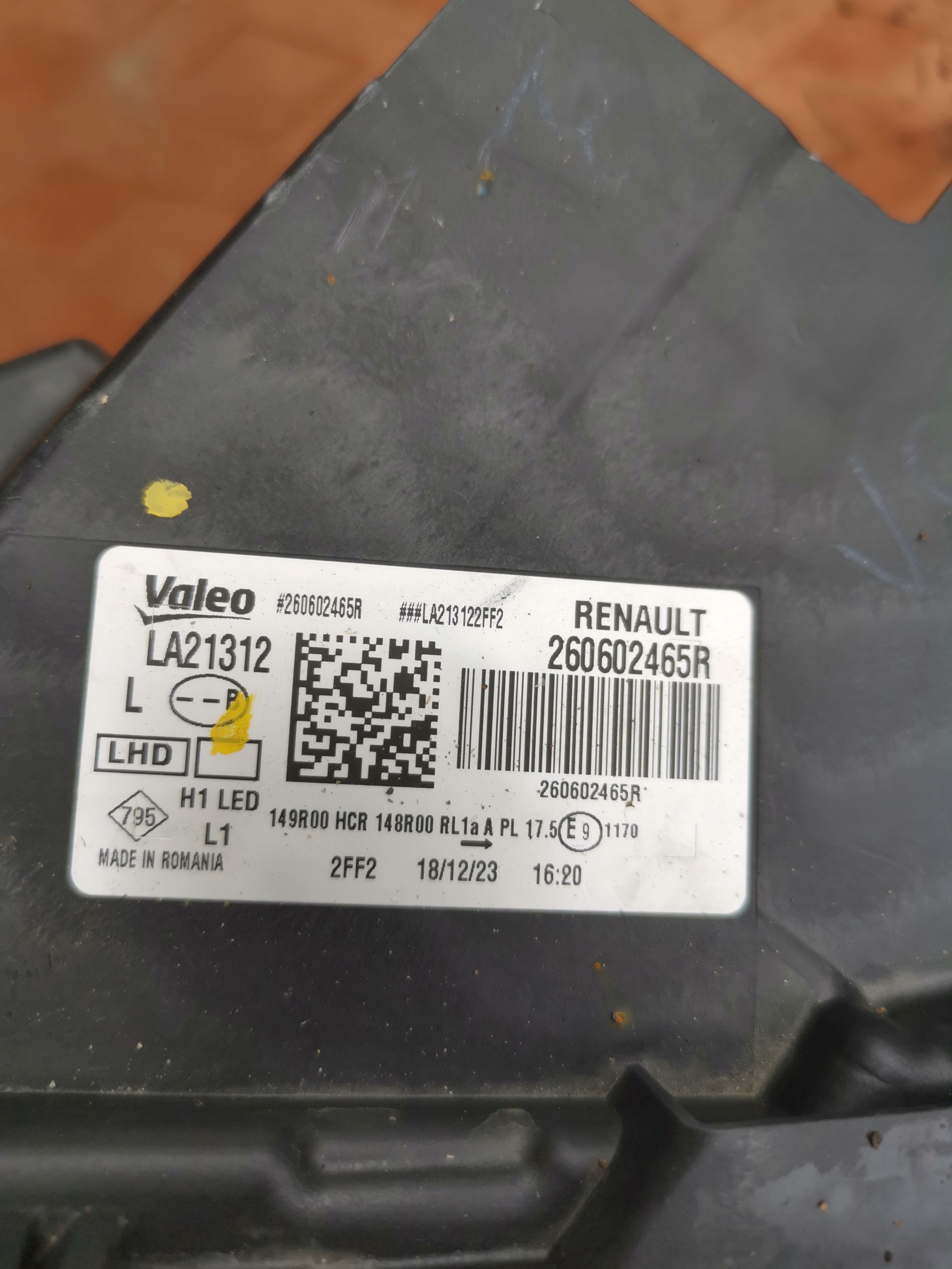 light left left front DACIA DUSTER II LIFT FULL LED 2021-> 260602465R