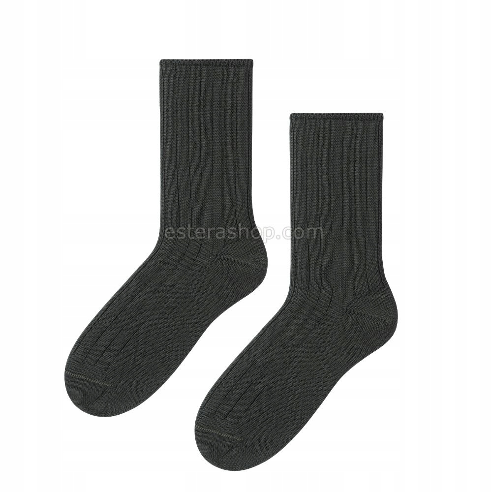 Wełniane skarpety z MERINO WOOL prążki 39/42 zielone Marka Estera
