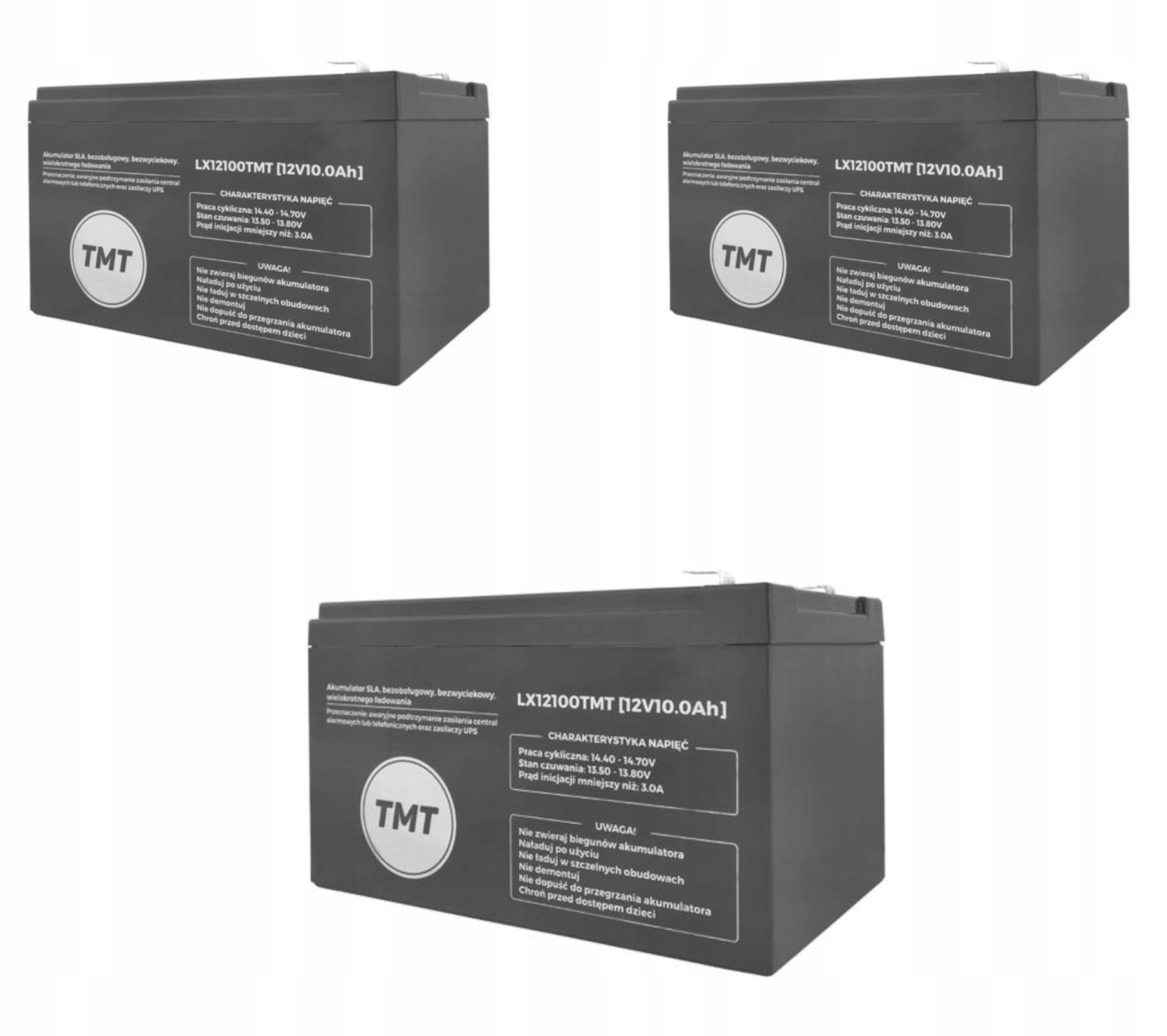 3x Akumulátor Agm 12V 10Ah Tmt Jako 12Ah 14Ah 15Ah pro autíčko Ups solární kolo