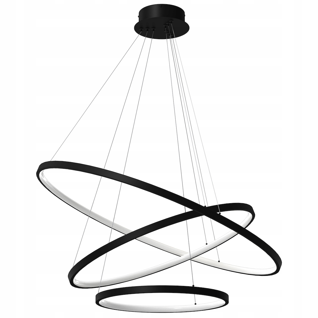 Moderná závesná Led lampa čierna okrúhla 3 krúžky 80 cm 4000K Milagro