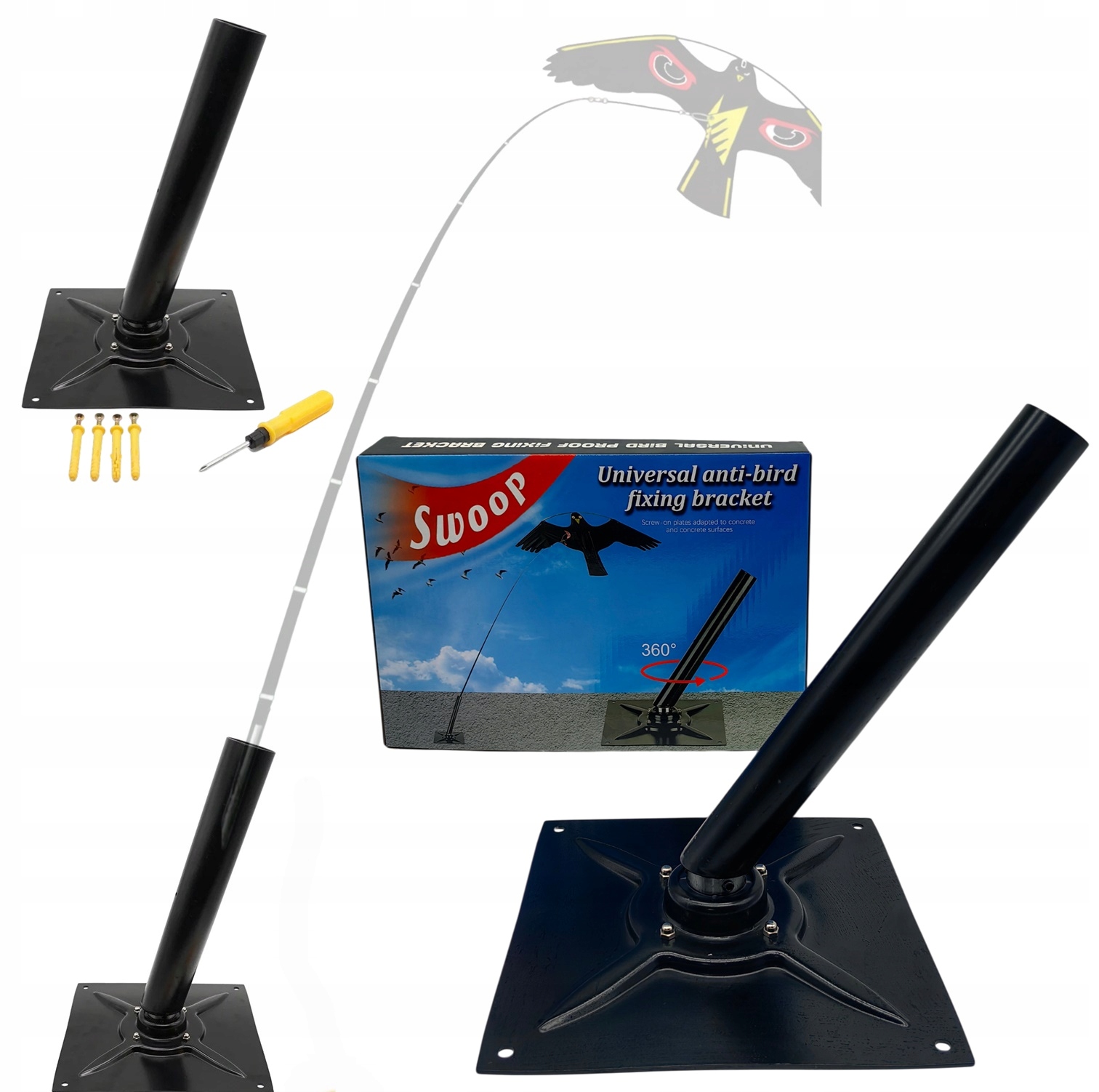 Odpuzovač ptáků Otočný Držák Podložka Na Stožár 6 A 7 M Z Oceli