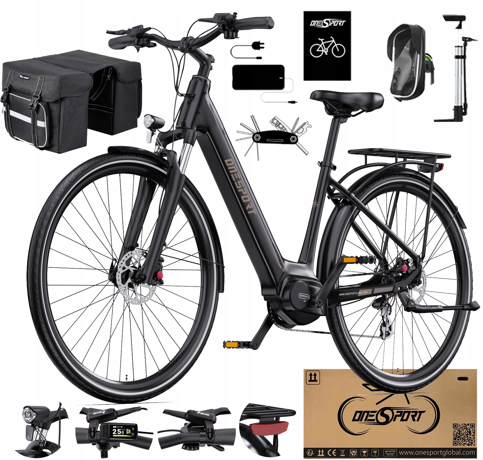 Elektrokolo Onesport OT07 250W 14AH 25KM/H 110KM Město +Dárek Pl.