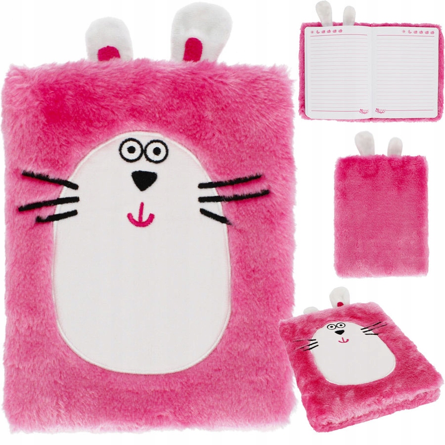 

Pamiętnik Pluszowy Notes Włochacz Różowy Uszy