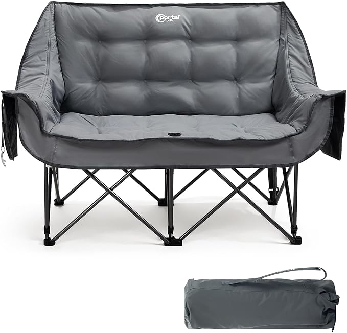 Portal podwójne krzesło kempingowe sofa 2 osobowe, do 272kg, składane