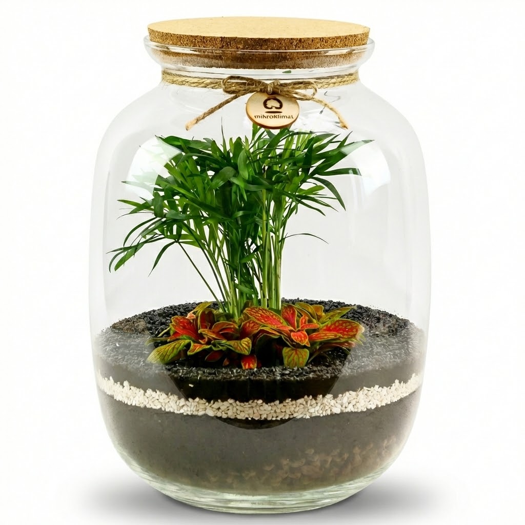 MikroKlimat les ve sklenici Set Udělej Si Sám s palmou a Diy fittonií