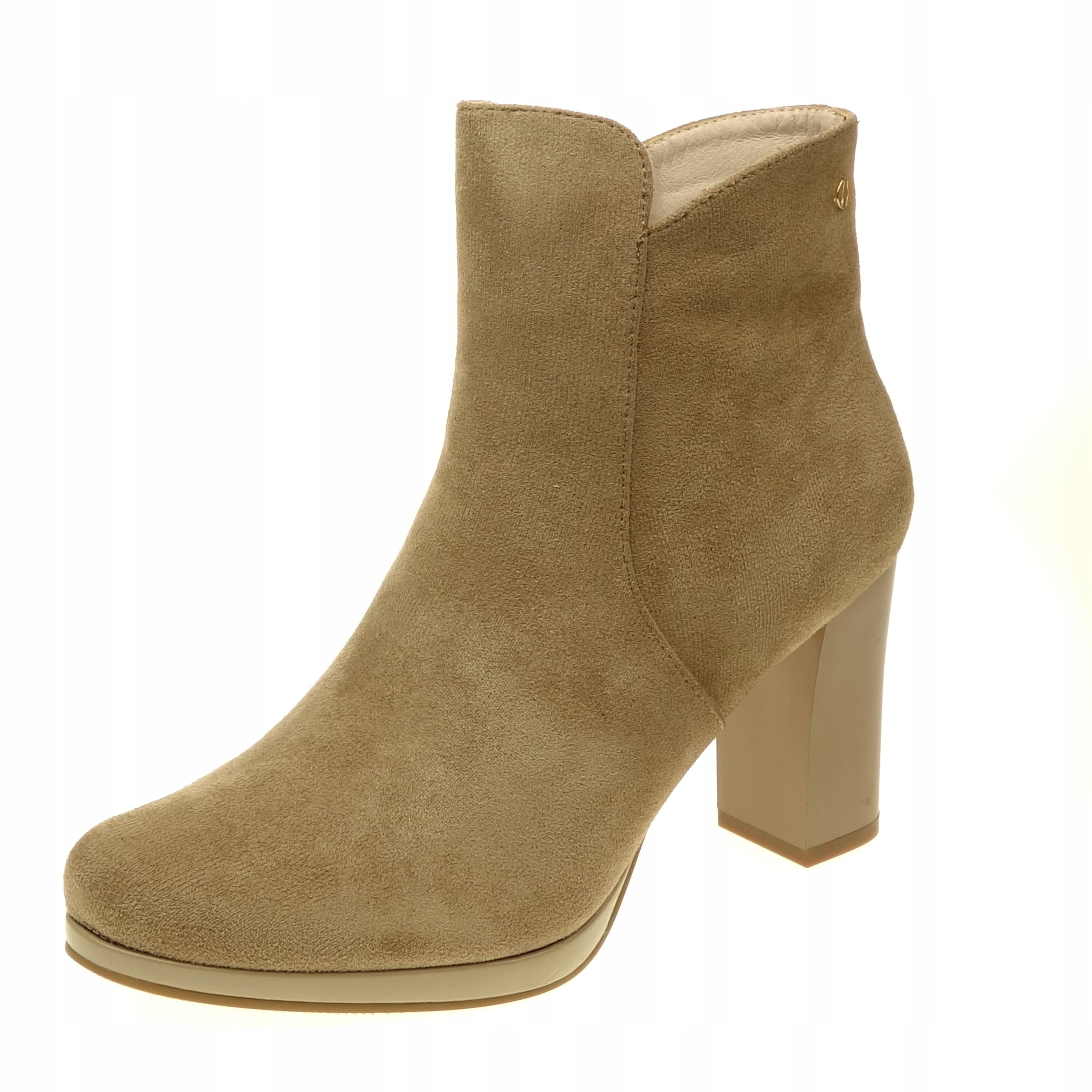 Dámské Kotníkové Boty Zimní Jezzi Zateplený zip na podpatku Béžová 36