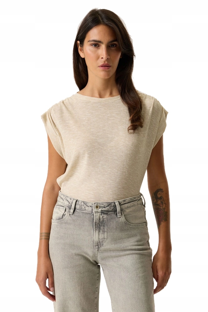 Tričko Tričko S Krátkým Rukávem Dámské Krémové Módní Tričko Garcia L