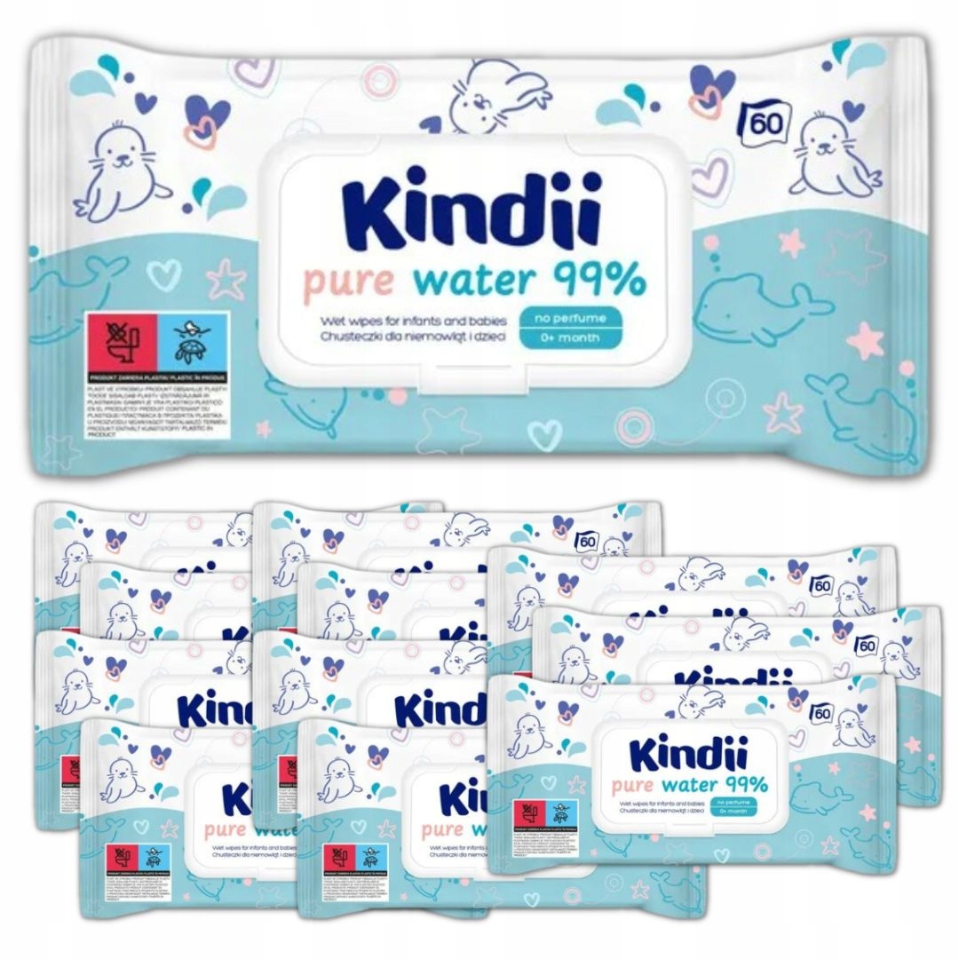 Chusteczki dla niemowląt Cleanic Kindii pure x 12