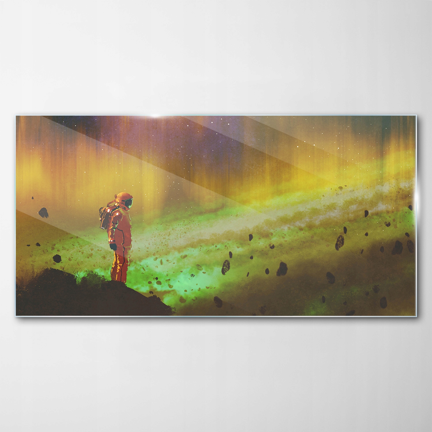Obraz na skle Dekor Astronaut Hviezdy 120x60