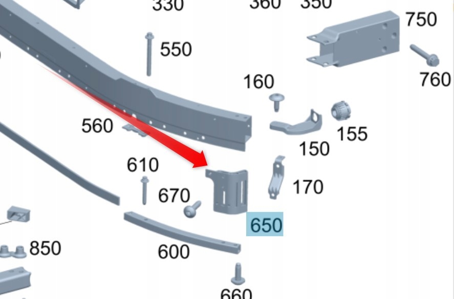 Podpěra Předního Nosníku Mercedes C Třída W206 Pravá A2066202801