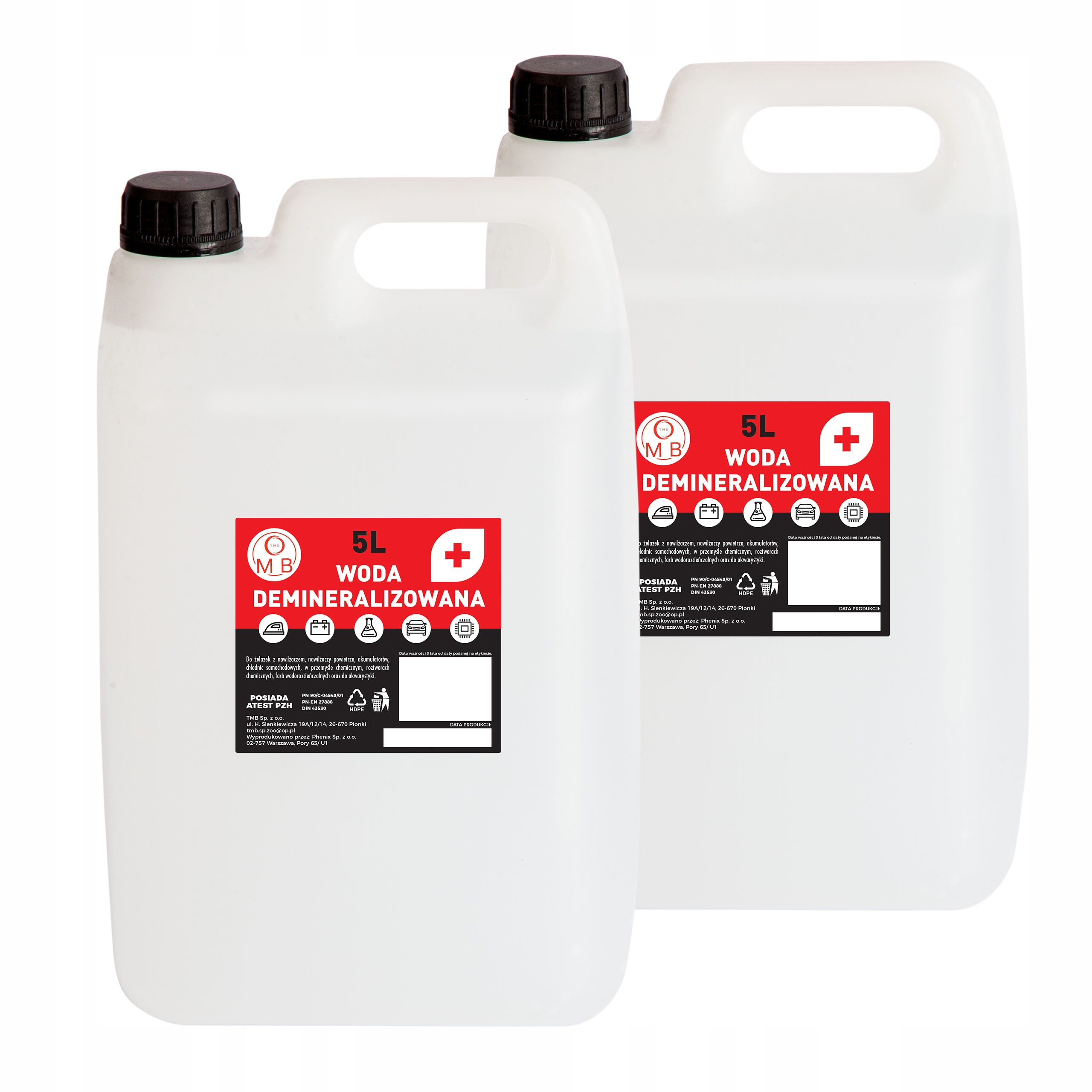 WODA DESTYLOWANA / DEMINERALIZOWANA TMB 10L