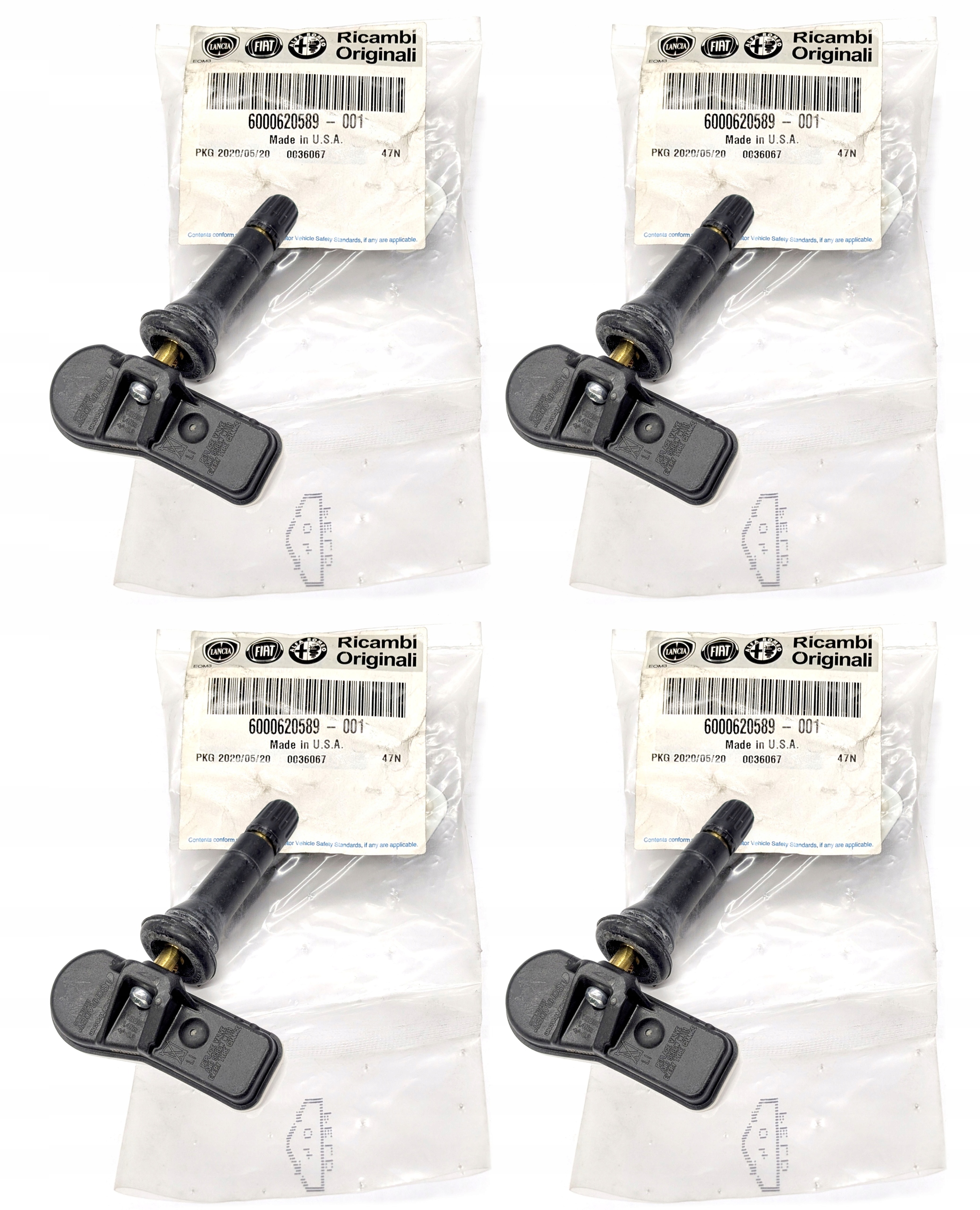 4x Originálny snímač tlaku Tpms Fiat Renault Alfa Lancia 6000620589