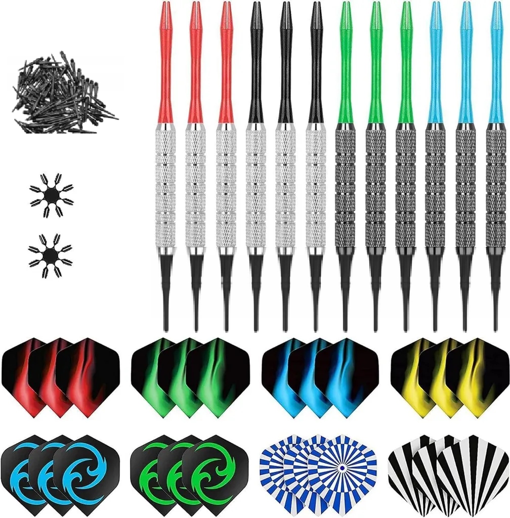 12X Šipka S Měkkou Špičkou Na Šipky 24X Vícebarevné Hrací Šipky