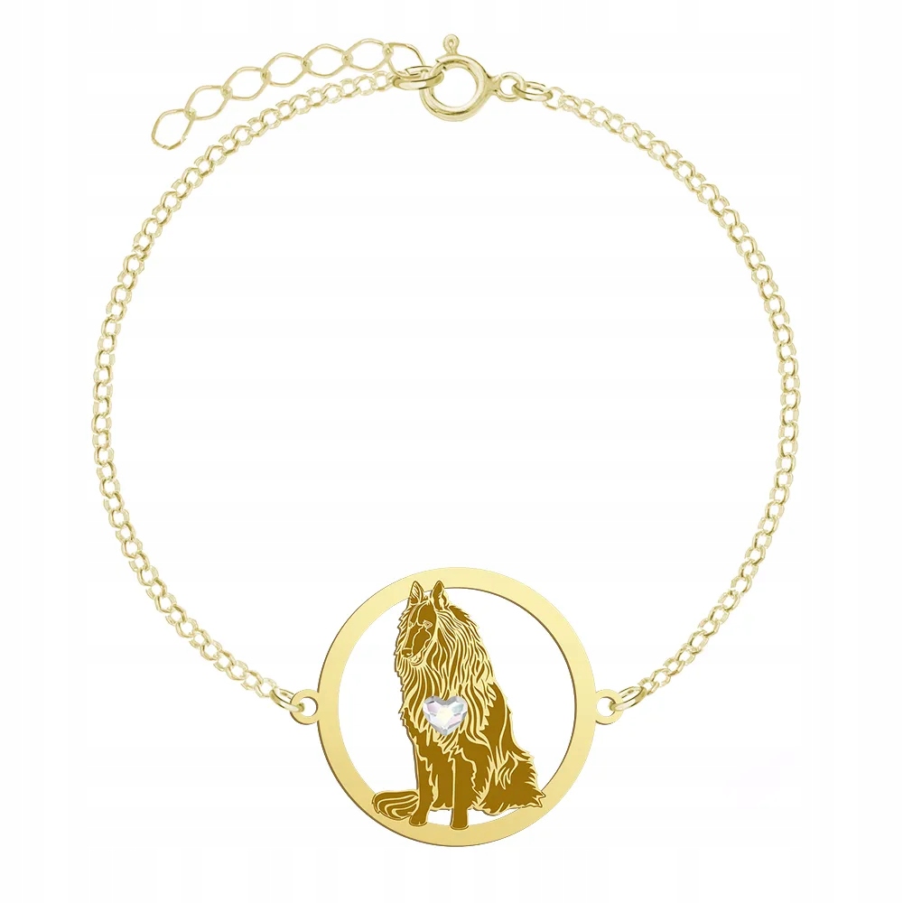 Zlatý náramek z belgického ovčáka Groenendael 925 Řetízek Gravírování