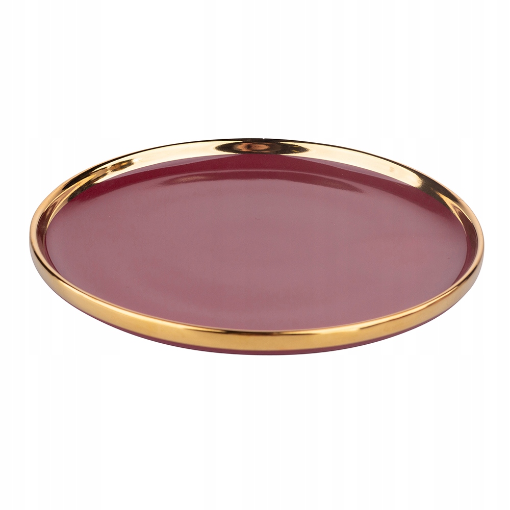

Talerz Deserowy Na Ciasto 20CM Aurora Gold Bordo