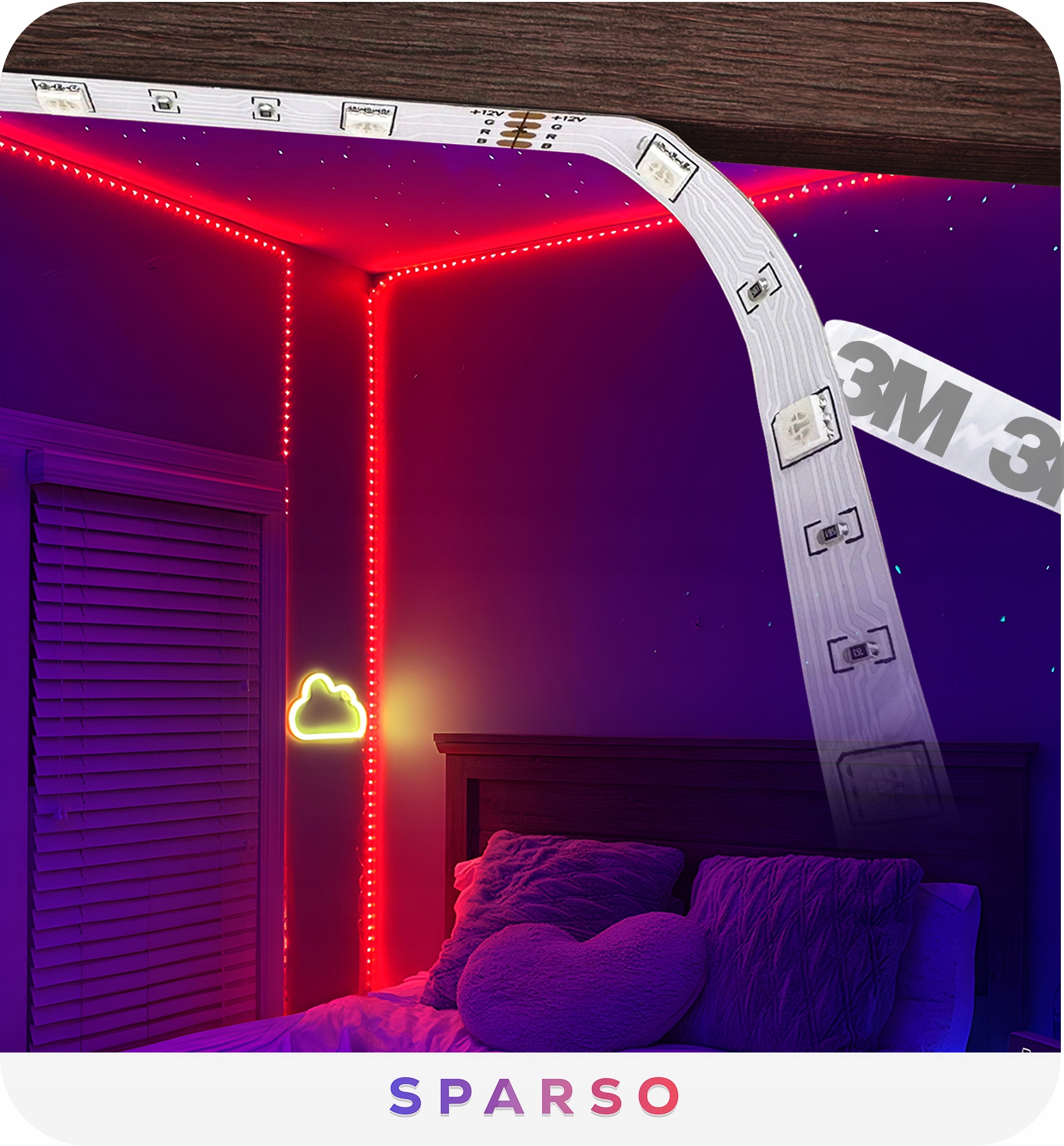 TAŚMA LED RGB LEDY 12V 15M NA PILOT Z ZASILACZEM ZESTAW APLIKACJA MUZYKA Długość 15 m