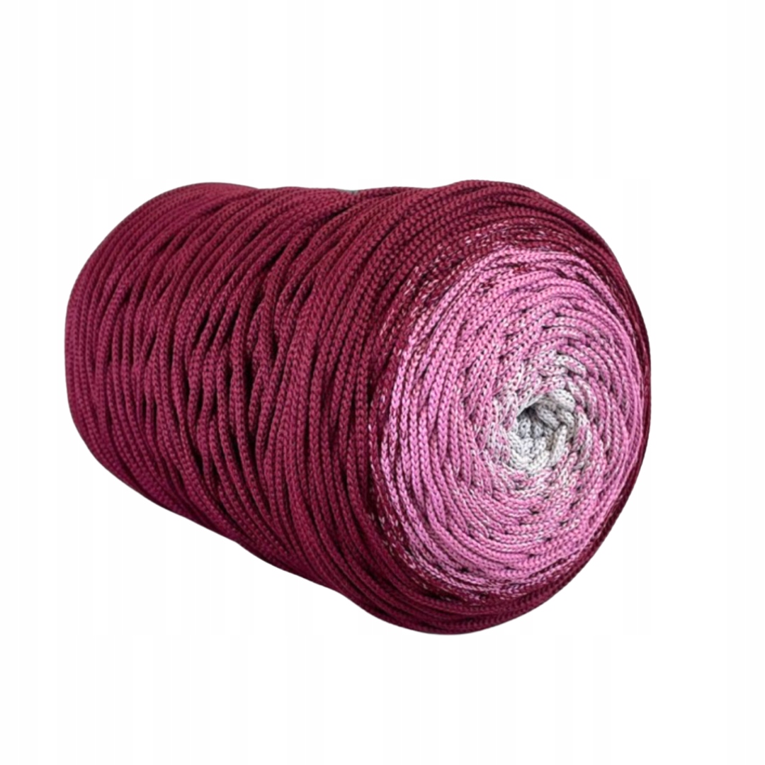Polyesterová šňůra Ombre bordová/starorůžová /šedá světlá 3mm–260m