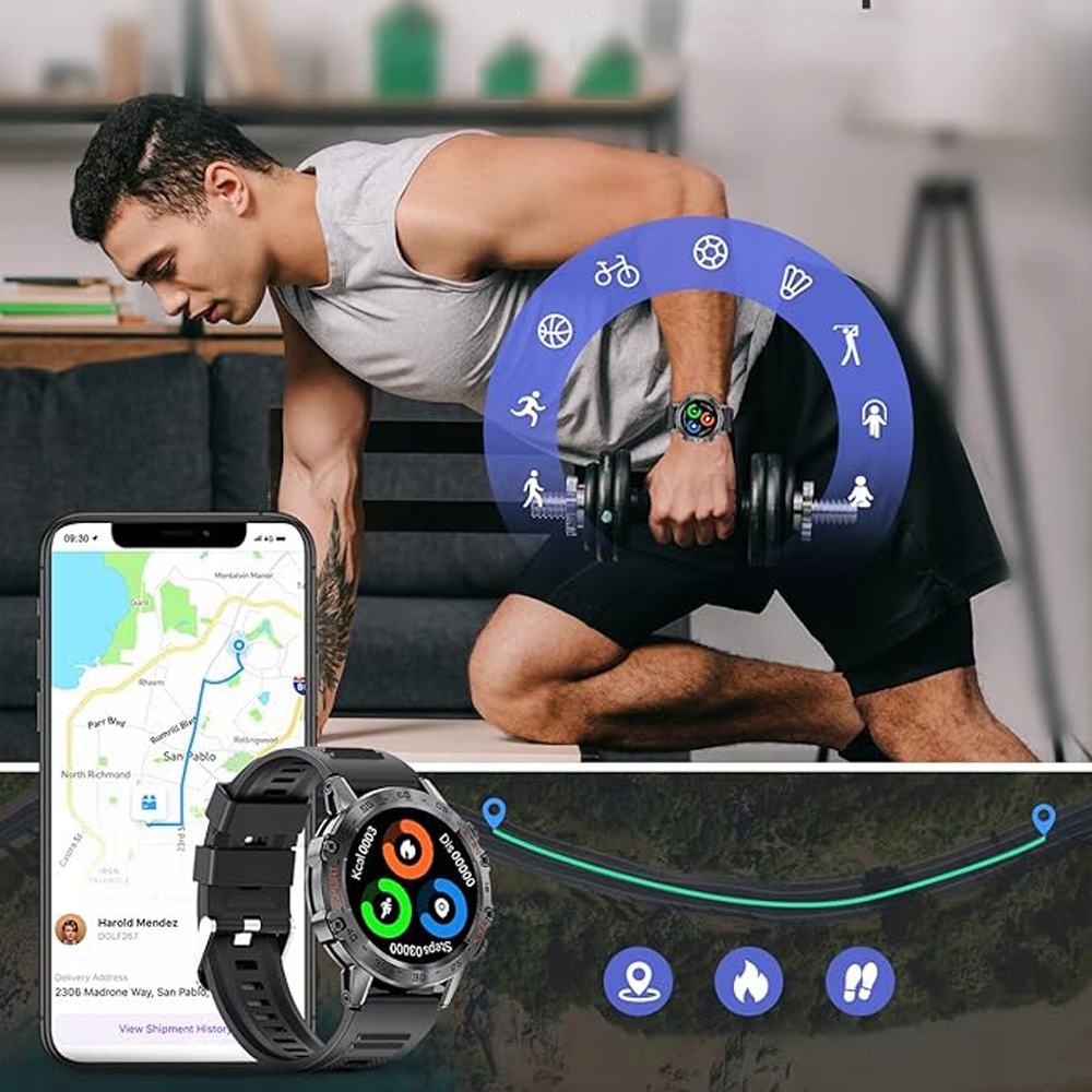 SMARTWATCH MĘSKI ZEGAREK K52 360x360 ROZMOWY MENU PL WODOODPORNY SPORTOWY Model inny