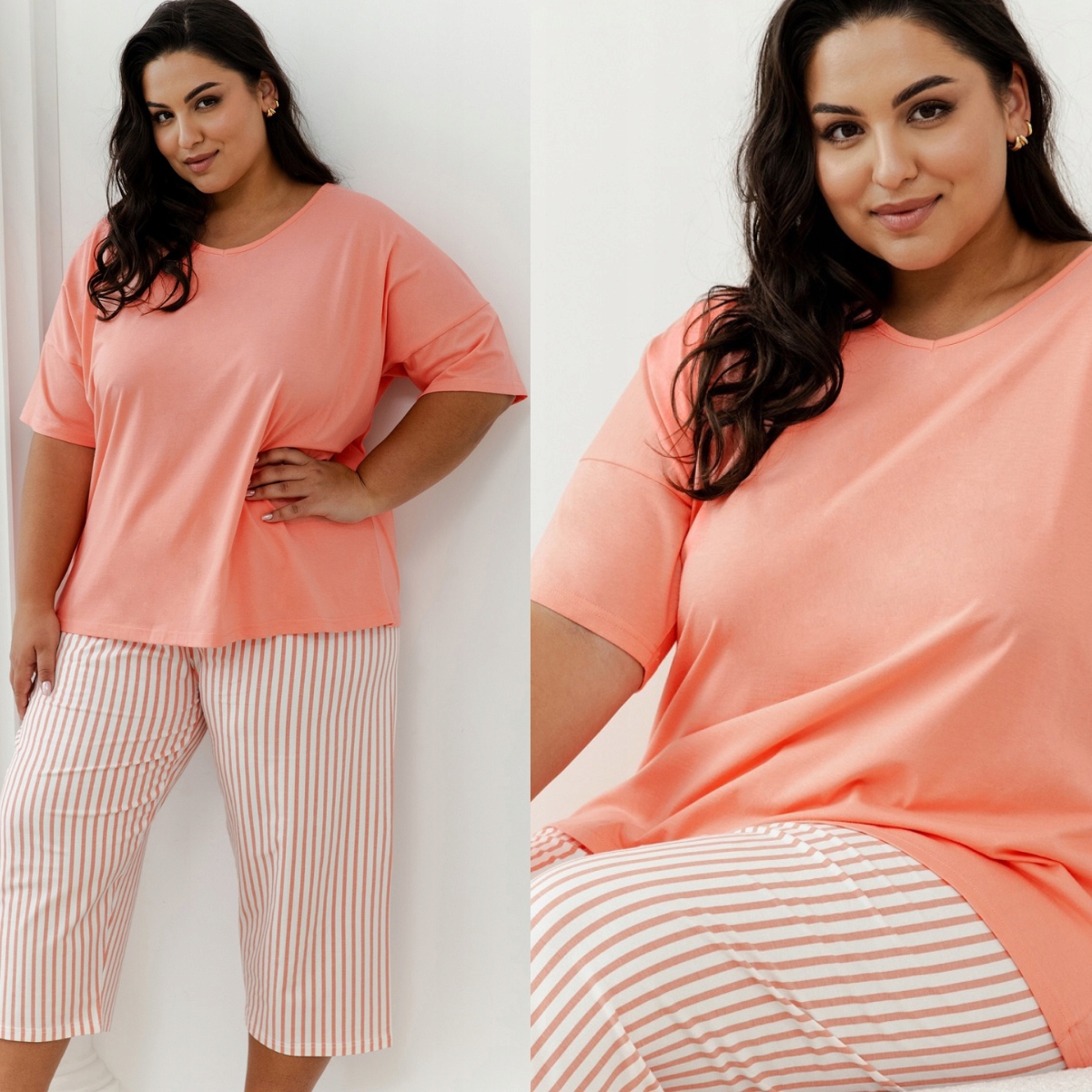 Dámské bavlněné prodyšné pyžamo Plus Size Eloise 3375 XXL