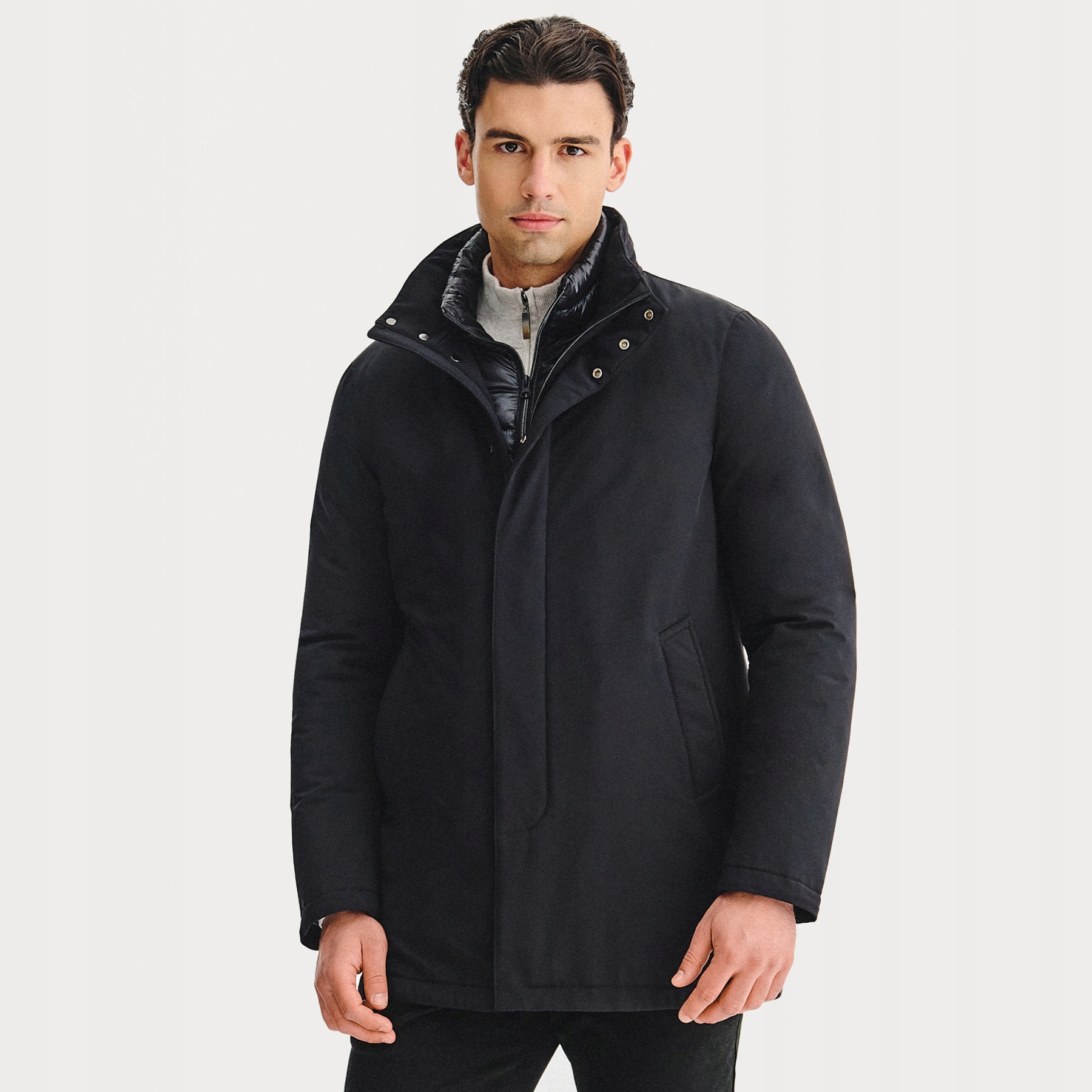 Pánská černá bunda Pako Lorente se skrytou kapucí, vel 56