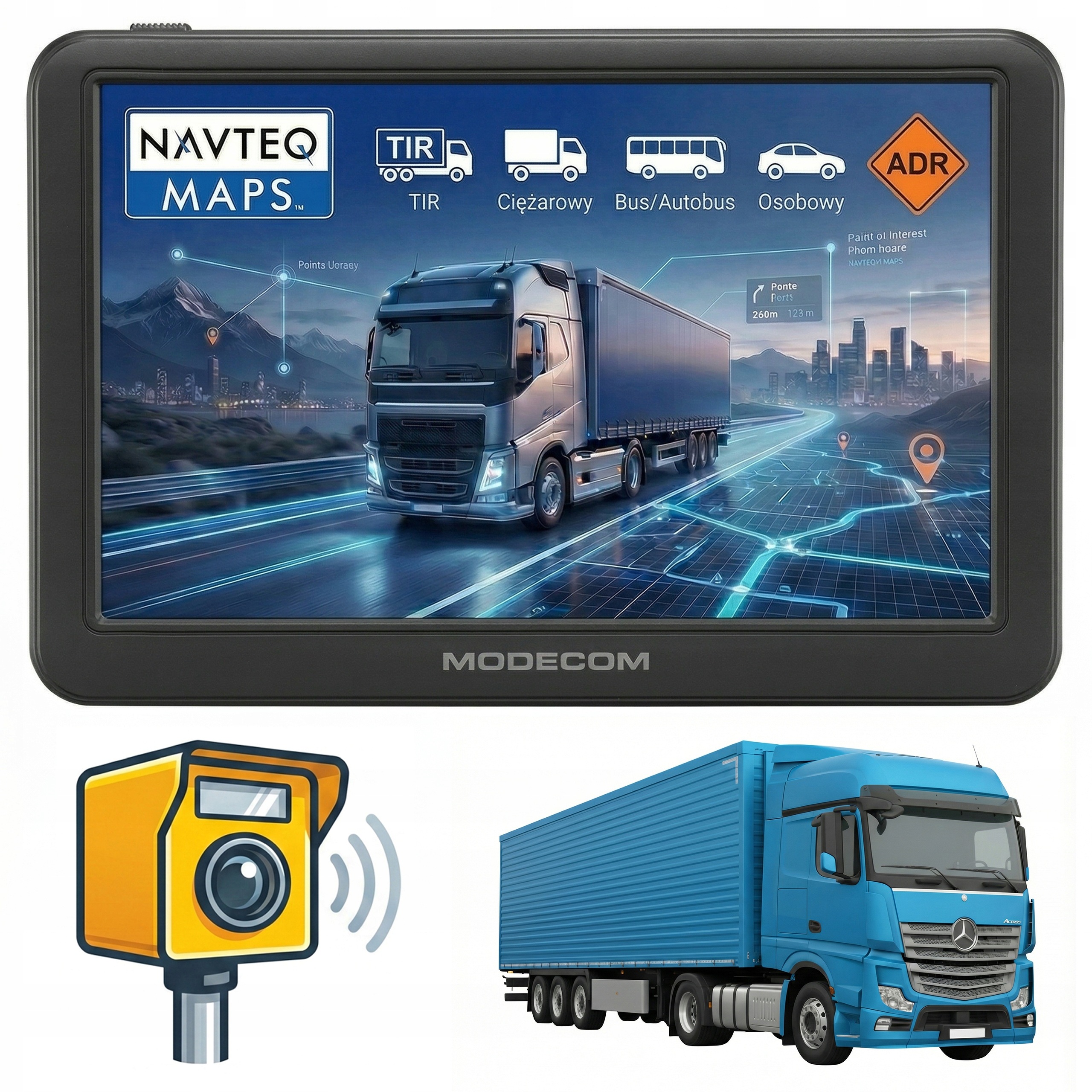 Navigácia 7 palcov Nákladné autá Modecom CX 7.0 Truck Tir Bus Fotoradary 2026