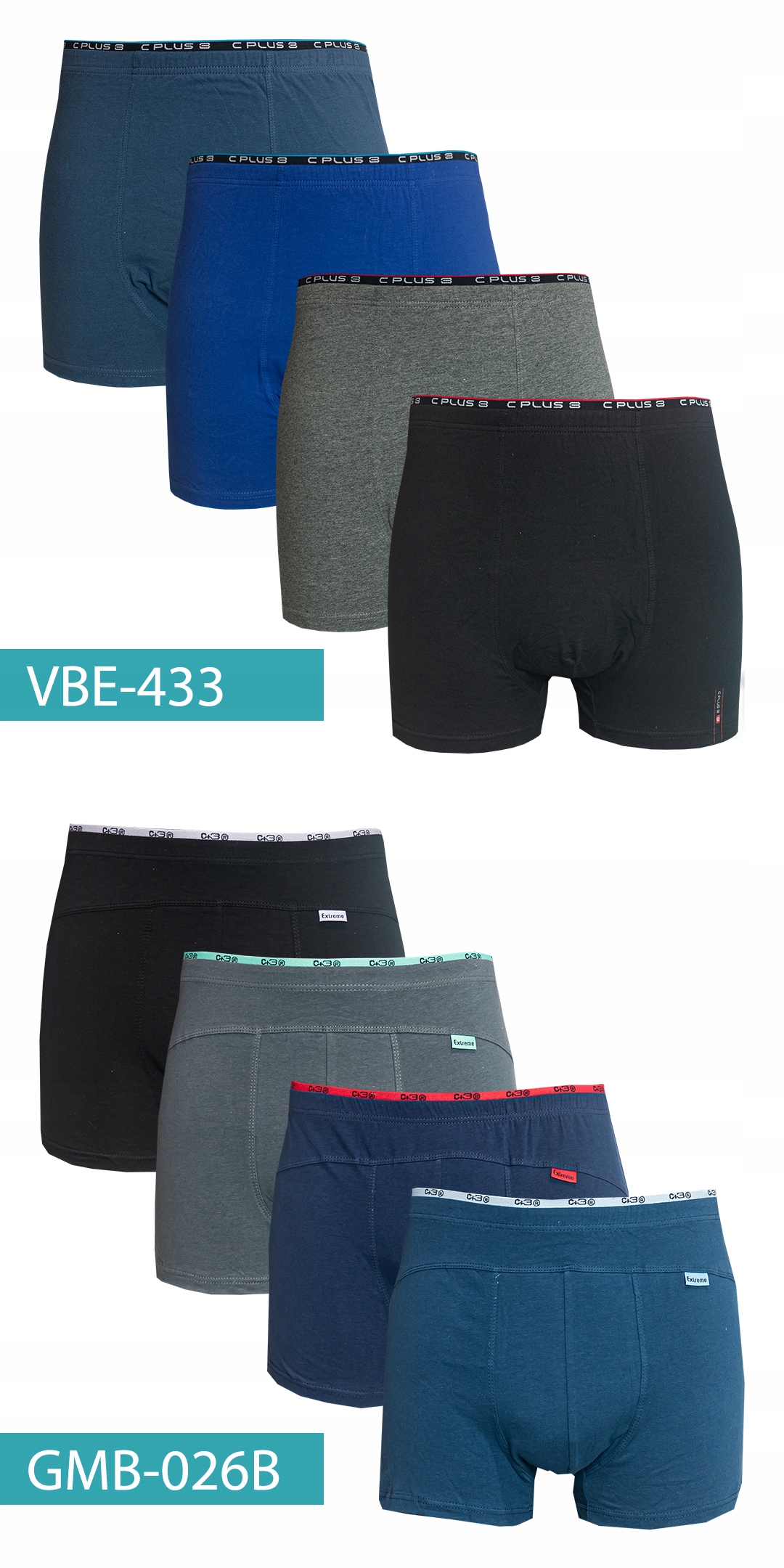 4x Bokserki MĘSKIE C+3 Bawełna NOWE WZORY 2XL XXL Rozmiar XXL